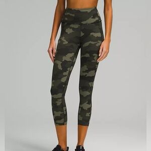 Lululemon Camo Fast and Free High-Rise Crop 23" Pockets